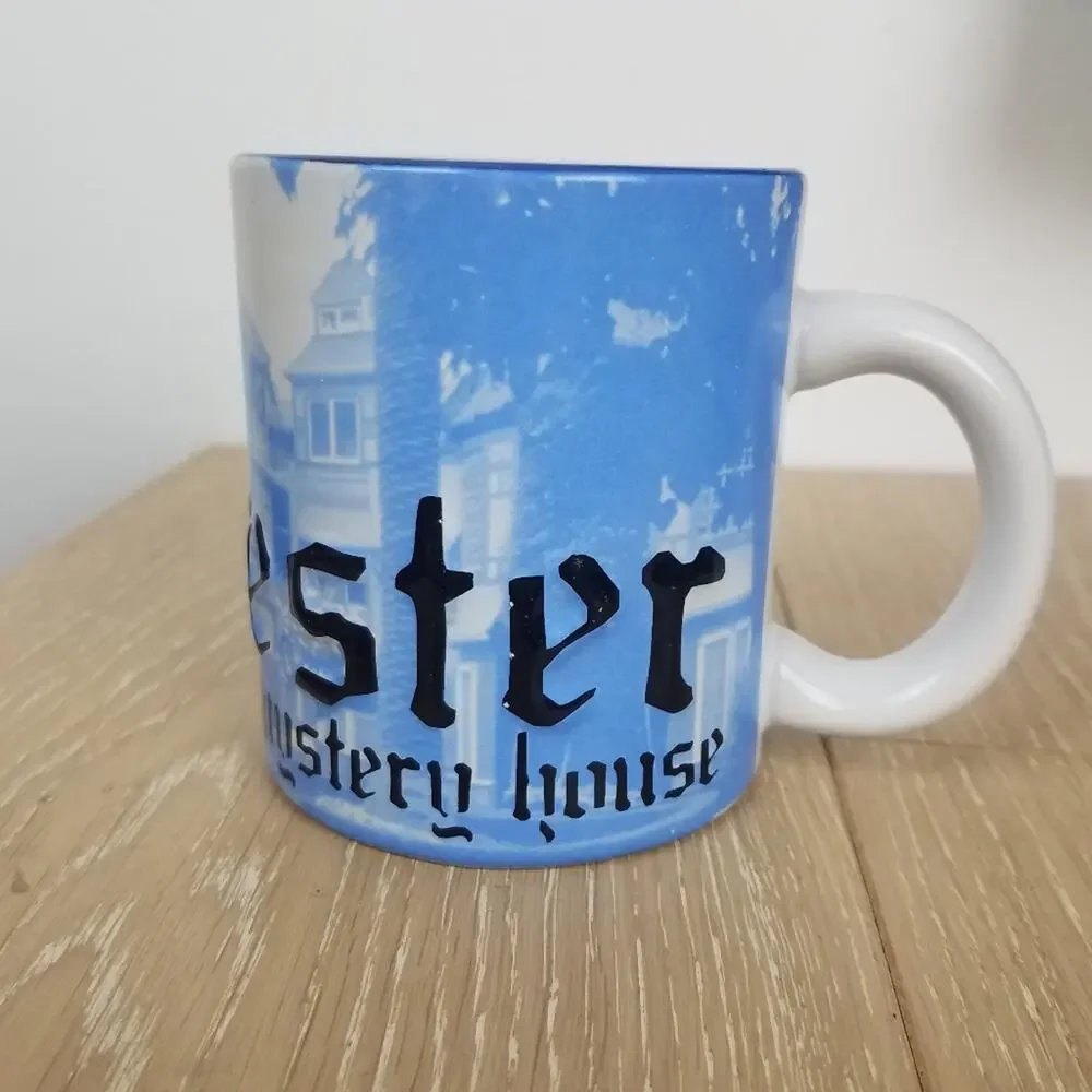 Winchester Mystery House Mug Blue White Cup